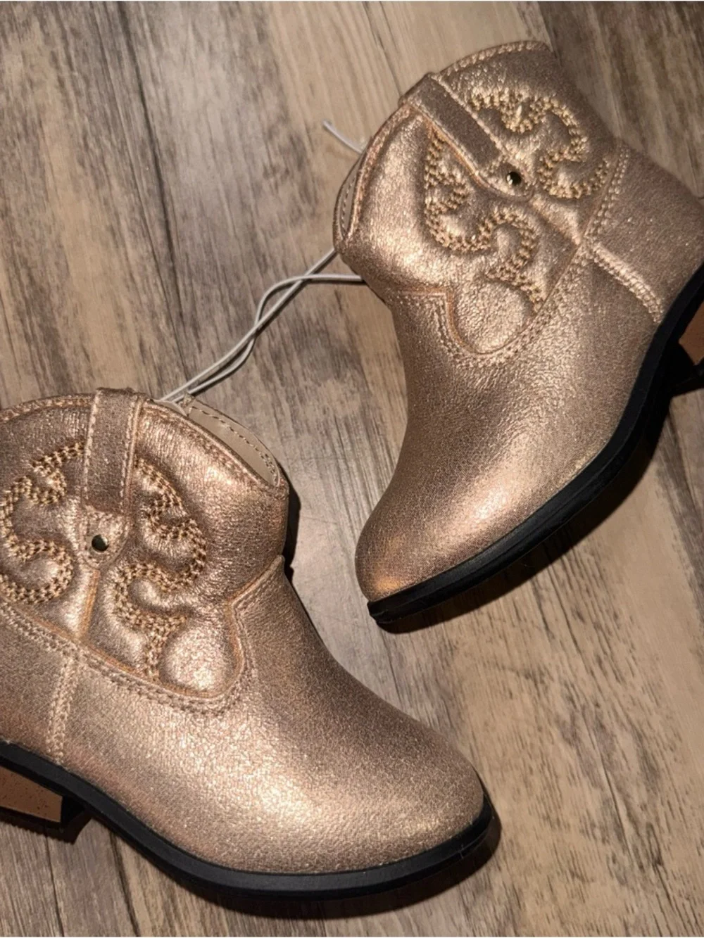 Cat & Jack Metallic Rose Gold Toddler Western Booties